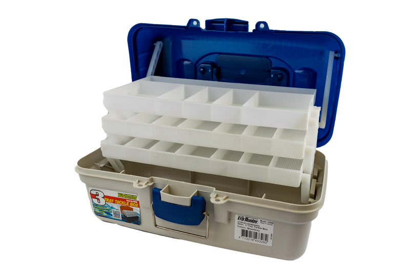 Load image into Gallery viewer, Pro Hunter Three Tray Tackle Box - Blue &amp; Grey
