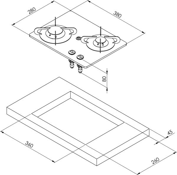 Load image into Gallery viewer, CAN 2 Burner Gas Hob Crystal Finish
