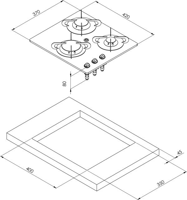 Load image into Gallery viewer, CAN 3 Burner Gas Hob Crystal Finish
