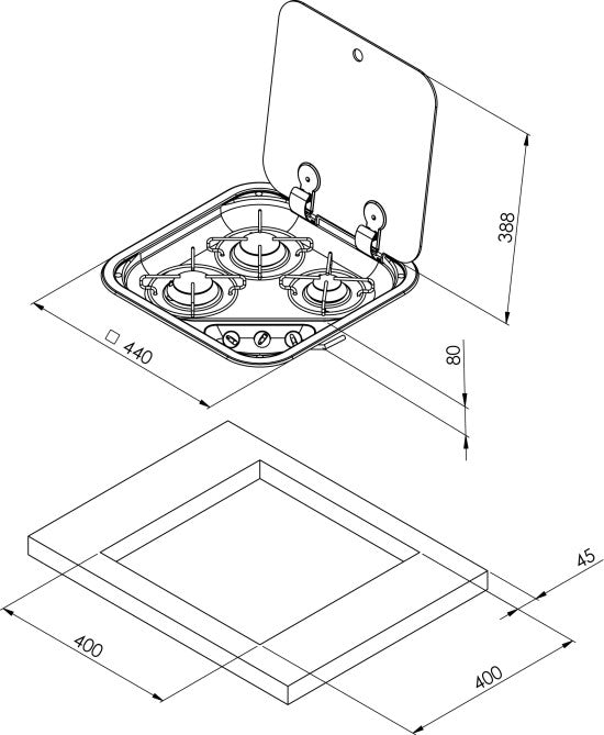 Load image into Gallery viewer, CAN 3 Burner Hob With Glass Lid
