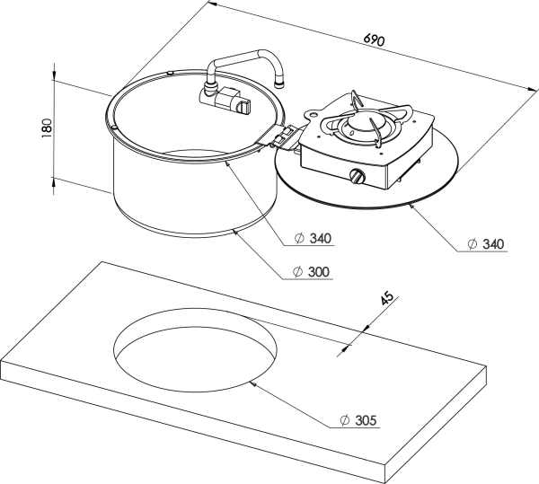 Load image into Gallery viewer, CAN Round Flap Hob Unit C/W S/S Sink
