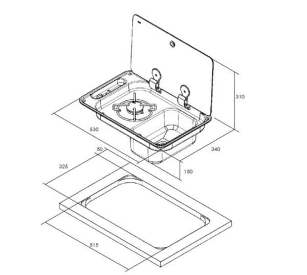 Load image into Gallery viewer, CAN Rectangular Single Hob &amp; Sink Combo
