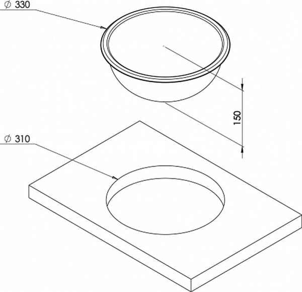 Load image into Gallery viewer, CAN Circular S/S Sink 330mm x 150 Deep x 300mm Bowl
