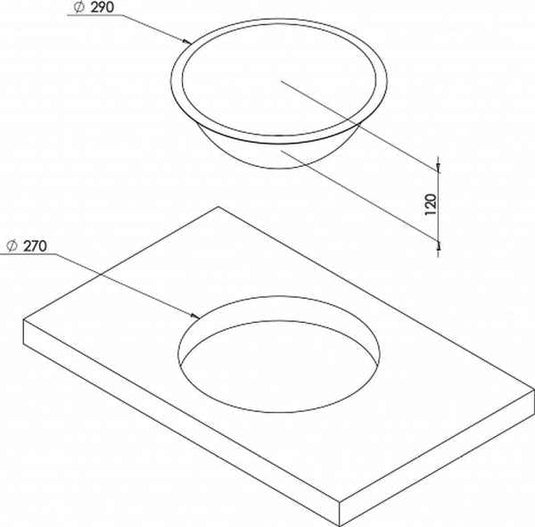 CAN Circular Stainless Steel Sink 290mm x 120mm Bowl