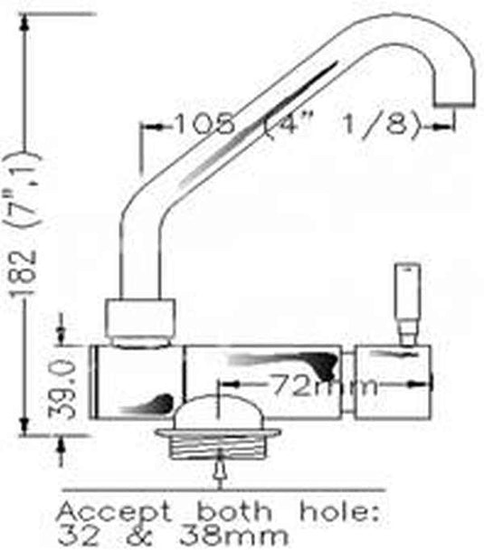 Single Lever Mixer Tap With Folding Spout