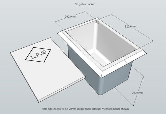 Gas Bottle Locker  (Fibreglass) 9kg LPG