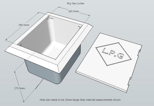 Gas Bottle Locker  (Fibreglass) 3kg LPG