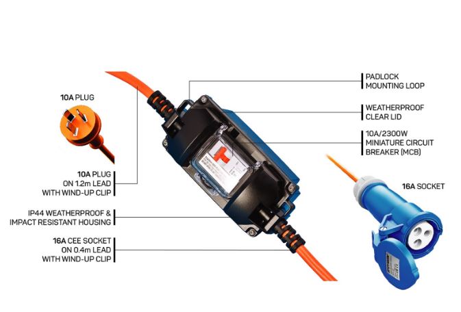 Load image into Gallery viewer, POWER ADAPTER (10A home supply to 16A vehicle) Weatherproof
