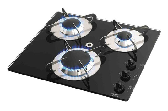 CAN 3 Burner Gas Hob Crystal Finish