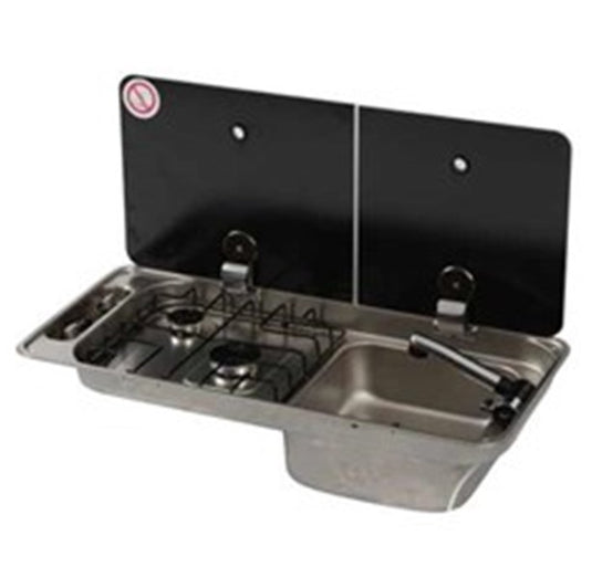 CAN Rectangular 2 Burner Hob/Sink Combo (RHSink) incl Mixer