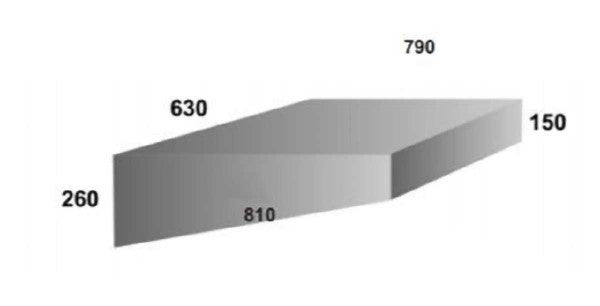 Water Tank - 90 Litre - 790 x 630 x 260/150 (Refer Diagram)